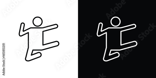 Kung fu icon in line shapes, thin line design vector illustration