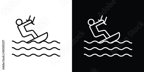 Kitesurf sign icon in line shapes, thin line design vector illustration