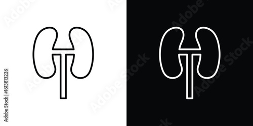 Kidney icon in line shapes, thin line design vector illustration