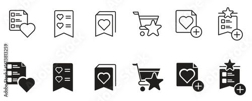 Star rating and favorite icons. Ideal for web, app, and digital interface design.
