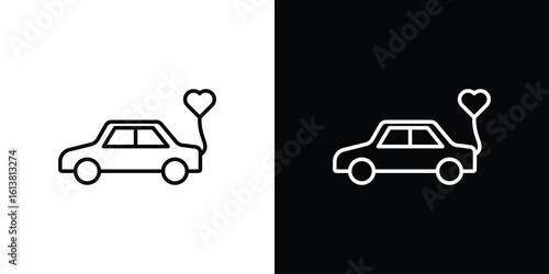 Just married icon in line shapes, thin line design vector illustration
