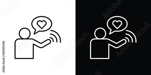 Influencer icon in line shapes, thin line design vector illustration
