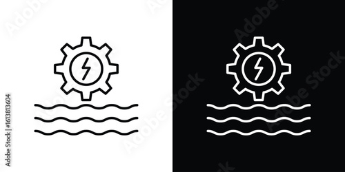Hydraulic energy icon in line shapes, thin line design vector illustration