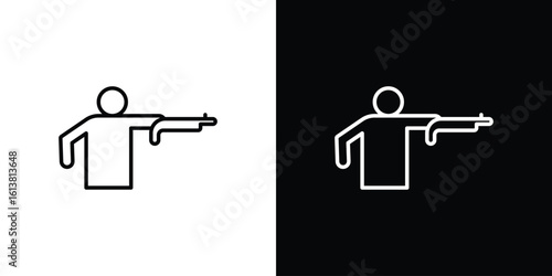 Hunter icon in line shapes, thin line design vector illustration
