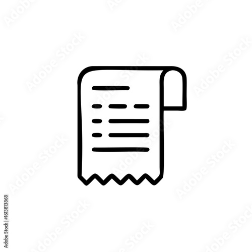 Outline a grocery receipt roll with text lines paper shopping