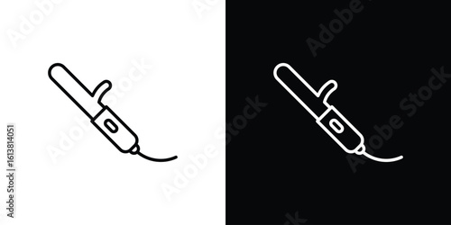 Hair curler icon in line shapes, thin line design vector illustration