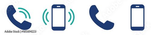 Collection of ringing phone and smartphone icons in outline and filled styles. Suitable for mobile, telecom, and contact illustrations.