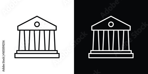 Government icon in line shapes, thin line design vector illustration