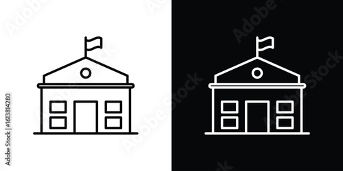 Government building icon in line shapes, thin line design vector illustration