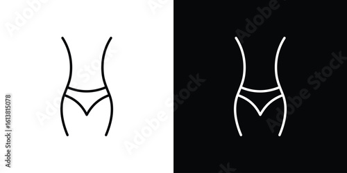 Female hips and waist icon in line shapes, thin line design vector illustration