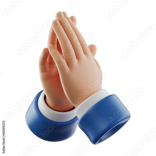 A pair of hands clasped in prayer, isolated on transparent background, embodies faith, hope, and the universal human desire for spiritual connection