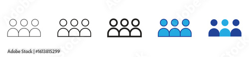 People icon collection. Group, crowd, and team symbols for demographic analysis and social communication design.