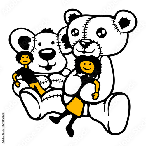 2 Teddy Bear Cuddling Little Girl Boy Giant Big Toy