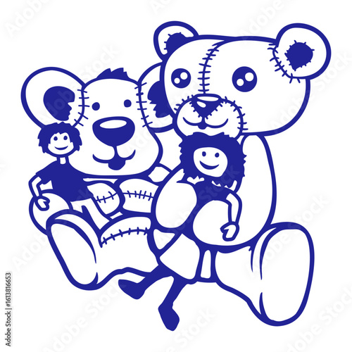 2 Teddy Bear Cuddling Little Girl Boy Giant Big Toy