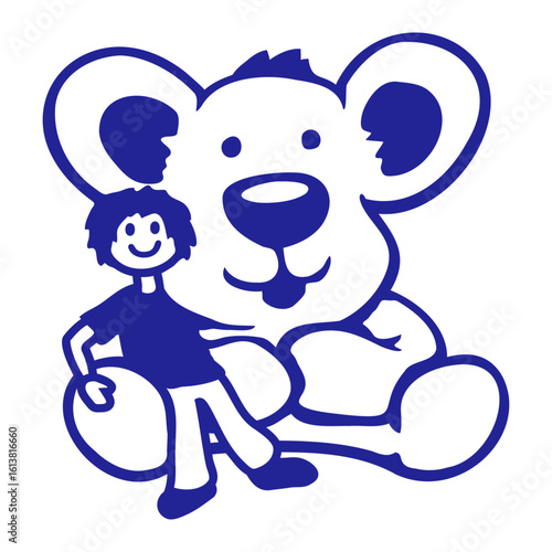 Teddy Ice Bear Cuddling Little Boy Giant Big Toy