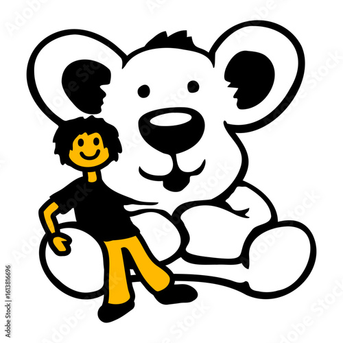 Teddy Ice Bear Cuddling Little Boy Giant Big Toy