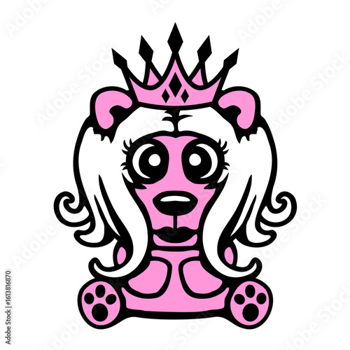 Bear Queen Princess Crown Long Hair Ruler Royal Hat
