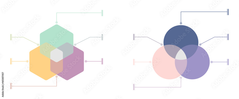 venn diagram 3 step with callout for label, vector illustration isolated on white background.