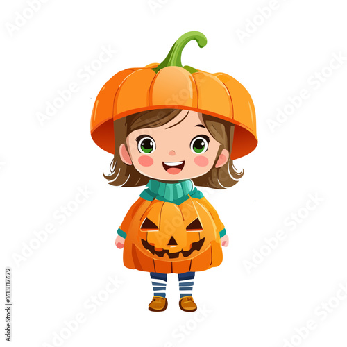 Cute Cartoon Kid Dressed as...