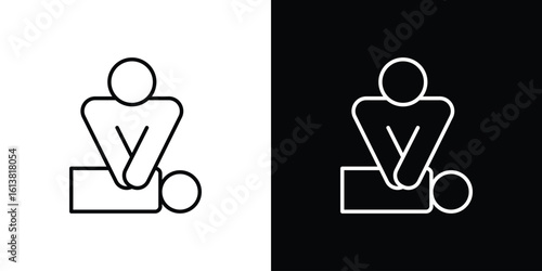CPR icon in line shapes, thin line design vector illustration