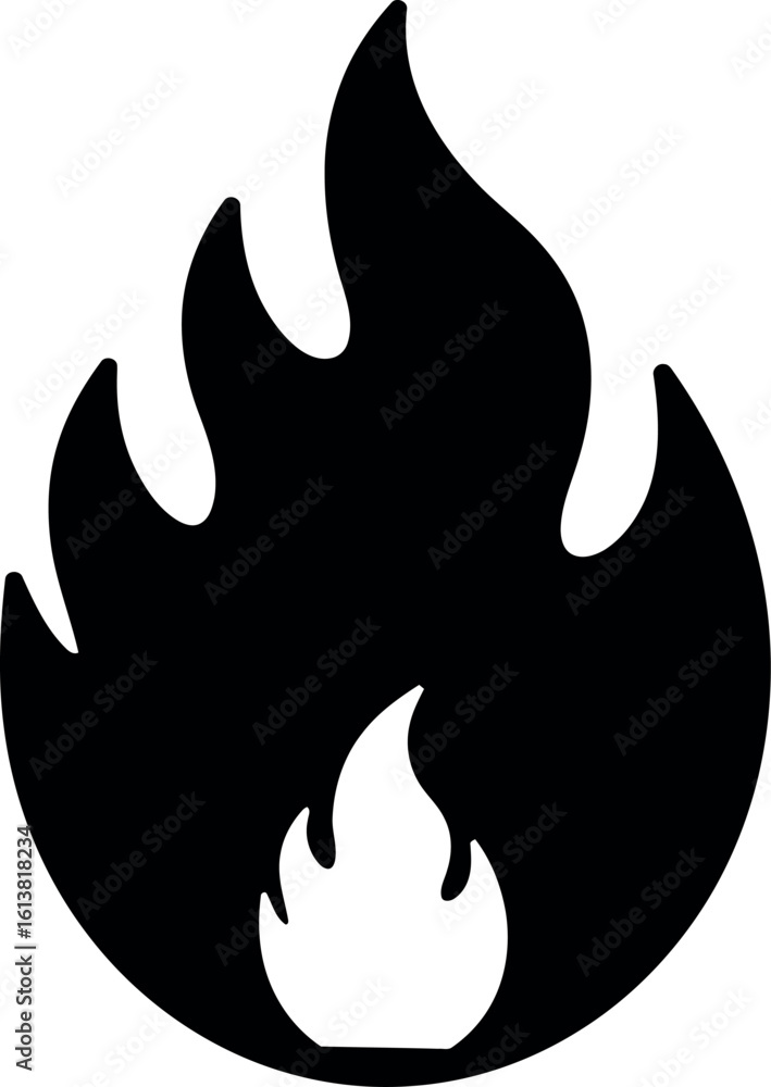 Black fire icon silhouette Black fire icon silhouette