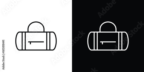 Barrel handbag icon in line shapes, thin line design vector illustration