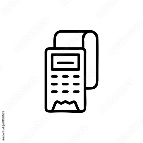 Outline icon a point sale terminal with receipt machine