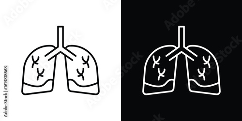Asthma icon in line shapes, thin line design vector illustration