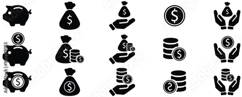 Investment protection and wealth safety icon pack