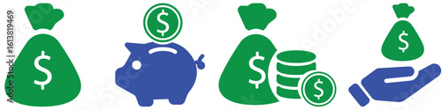 Thin line finance icons set. Includes money, payment, and shopping elements. Simple editable vector outline.