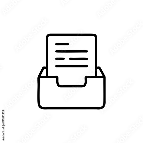 Outline icon document in filing cabinet slot vector