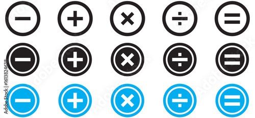 Digital Math Icon Set – Modern Vector Symbols for Calculation and Online Financial Tools

