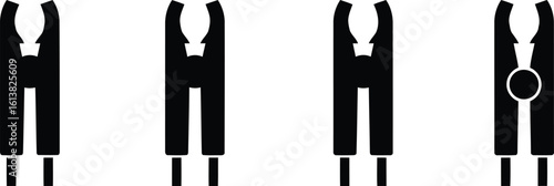 Jumper Cable Silhouette Icon Vector Set - Car Battery Booster