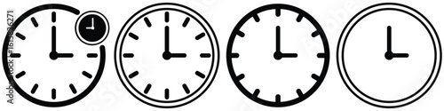 Vector Clock Icons – Line Style Symbols for Time, Speed, and Business Applications

