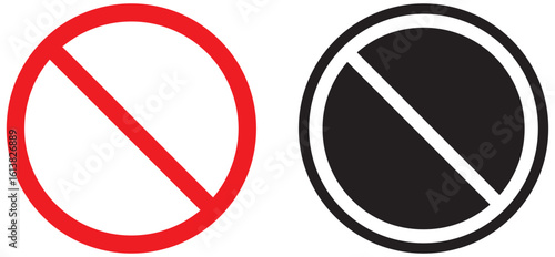 Prohibited Sign Icon Set – Vector Symbols for Ban, Danger, Restriction, and Safety