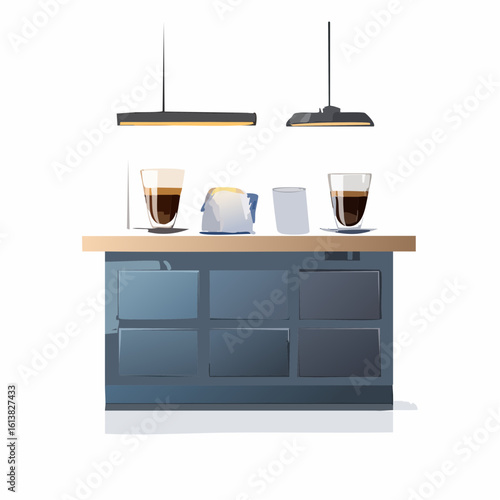 Modern Kitchen Counter with Coffee and Toaster