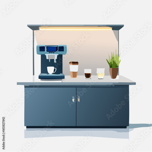 Modern Office Coffee Station with Espresso Machine
