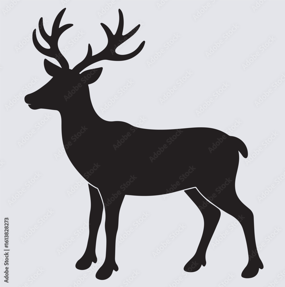 Obraz premium reindeer silhouette vector art illustration, deer silhouette vector
