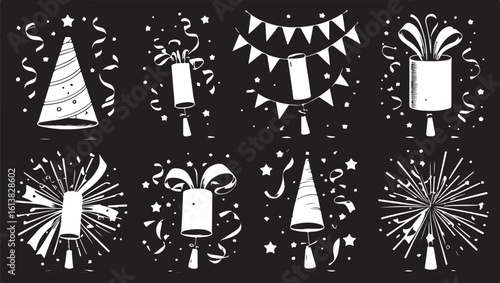 Black and white phoenix silhouette isolated on transparent background