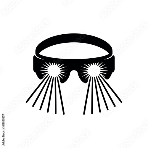 Black graphic icon of novelty glasses with starburst lenses eyewear party