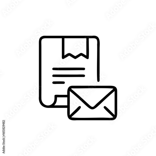 Outline icon a document an email envelope notification message