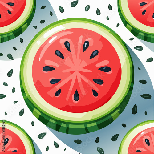 Vibrant Watermelon Slices Pattern on White Background