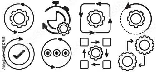 Business Process and Workflow Icon Set – Productivity and System Optimization Symbols