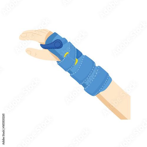 Wrist Brace Illustration Broken Arm Care with Hand Bandage in Recovery Process