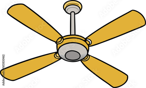 ceiling fan with blades vector illustration on transparent background