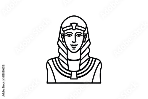 Egyptian Pharaoh Bust Line Art Illustration Ancient Ruler Silhouette Style Vector Image simple line art illustration
