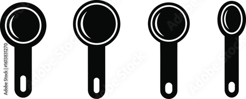 Measuring Spoon Silhouette Icon Vector Set - Precise Baking Essential