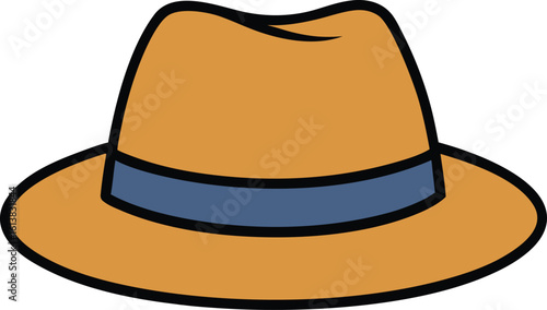 fedora hat with band vector illustration on transparent background