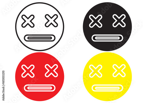 Dead Face Emoji Icon Set in Multiple Colours – Flat Minimal Style Vector Expression