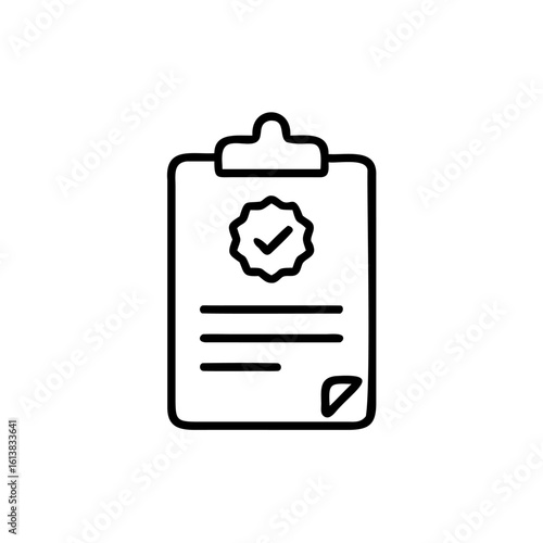Outline icon clipboard with checkmark document lines approved accepted